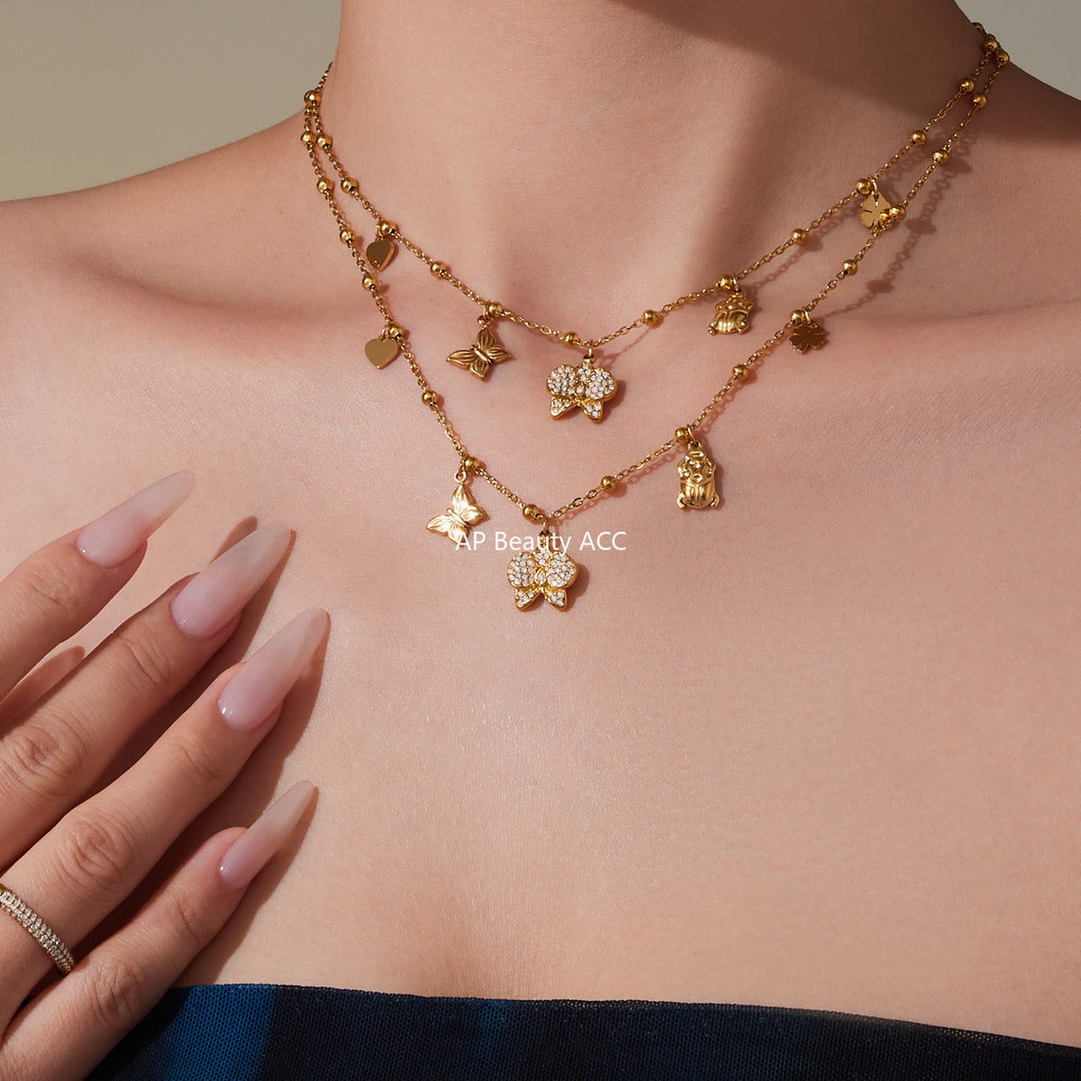 D관 - 스테인리스 스틸 18K 도금 나비 펜던트 목걸이 [P1712] 25.10-3