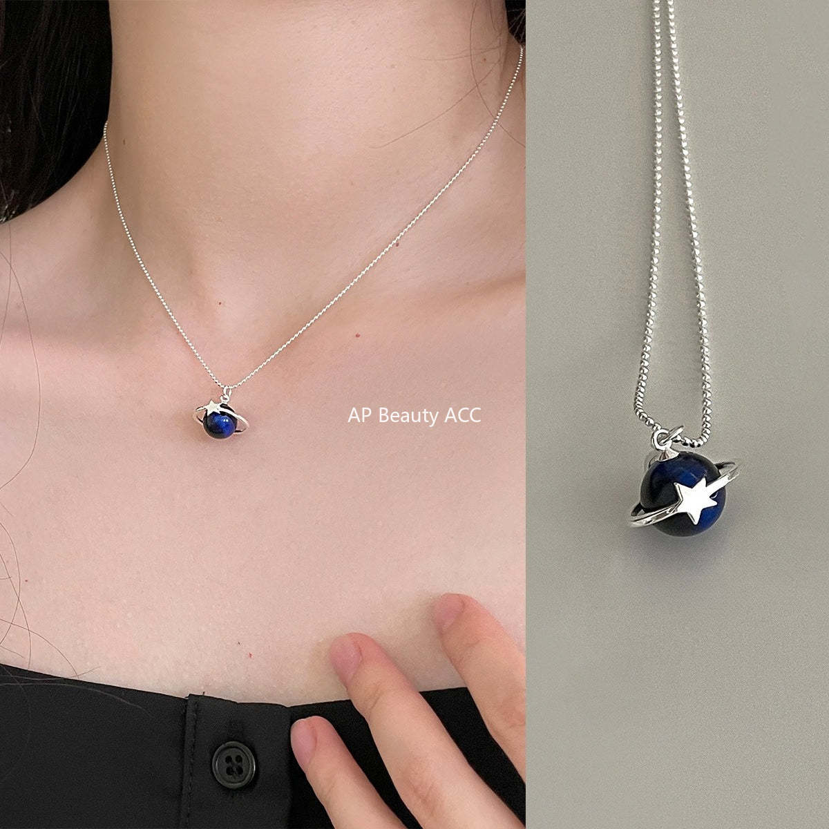 A관 - 925 실버 행성 별 천연석 펜던트 목걸이 [XL-1208] 25.09-4