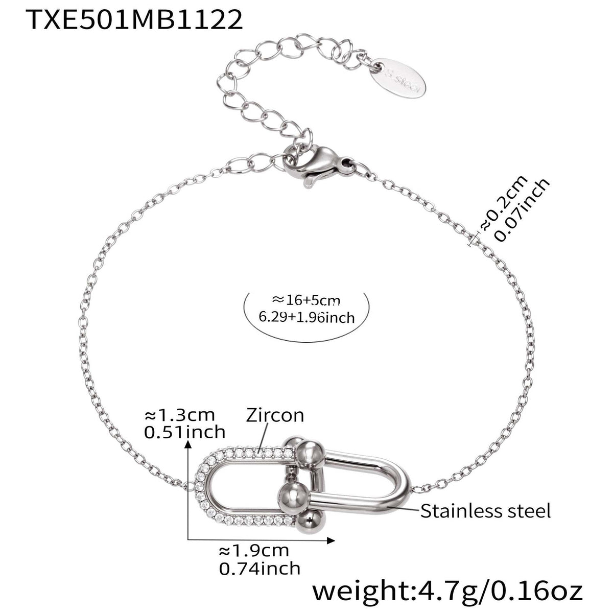 D관 - 스테인리스 스틸 말발굽 모양 큐빅 펜던트 18K 도금 귀걸이 반지 팔찌 목걸이 [TXP501] 25.11-4