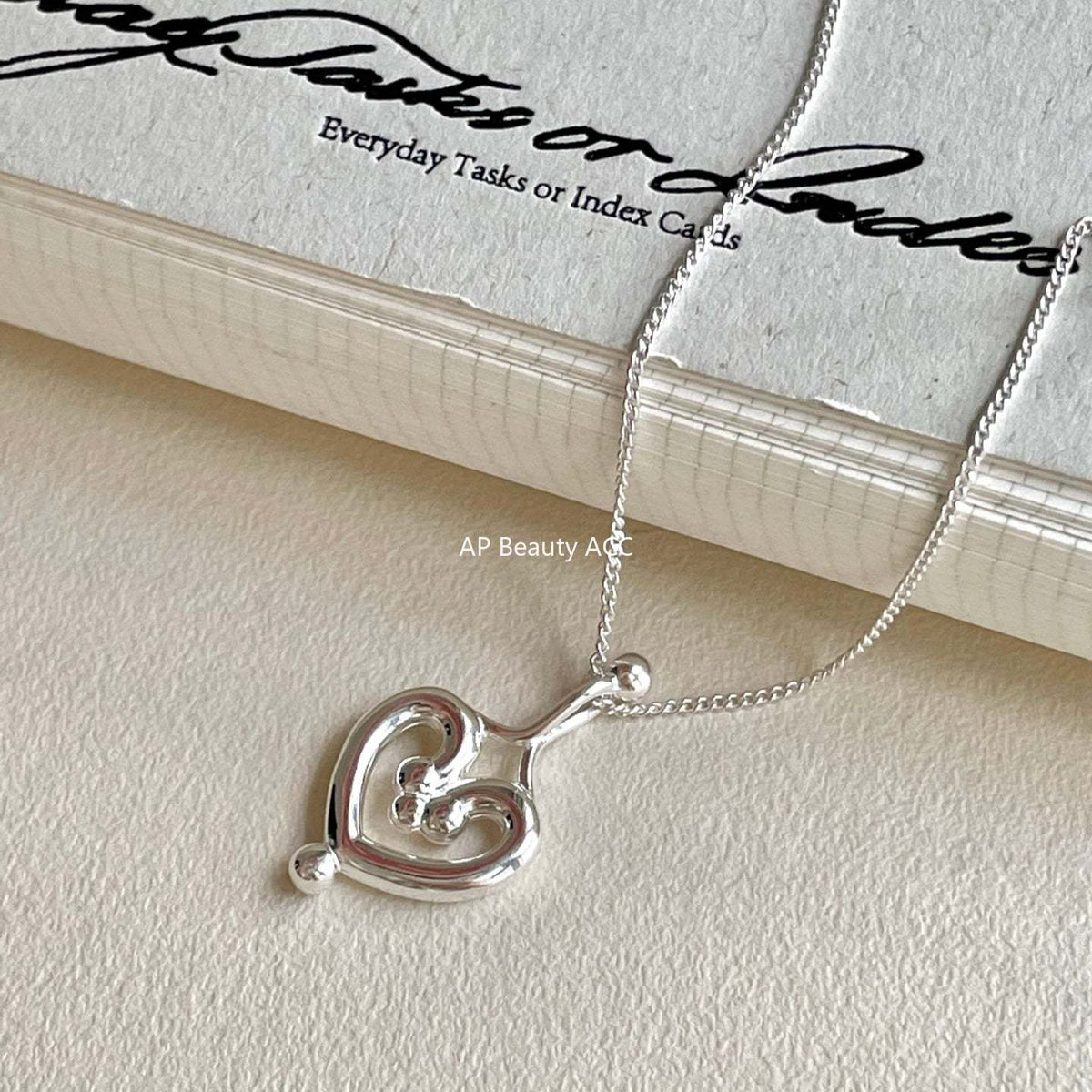 F관 - 925 실버 하트 펜던트 목걸이 [B1382] 25.11-3