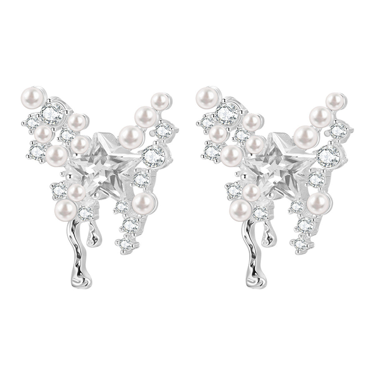 A관 - 블링블링 큐빅 진주 나비 모양 귀걸이 [EH-4146] 25.10-1