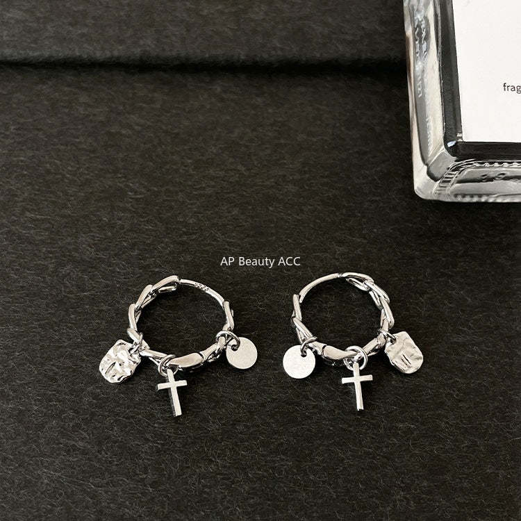 A관 - 925 은침 십자가 드롭 링 귀걸이 [EH-4270] 25.11-4