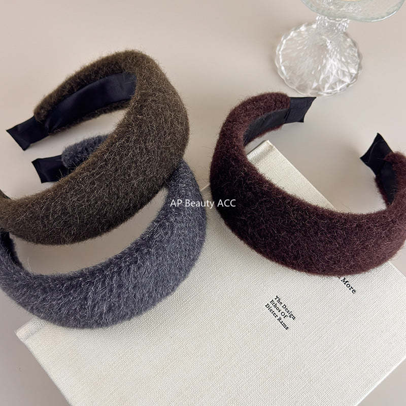 E관 - 퍼 털실 소재 볼륨 와이드 머리띠 [27710] 25.11-3