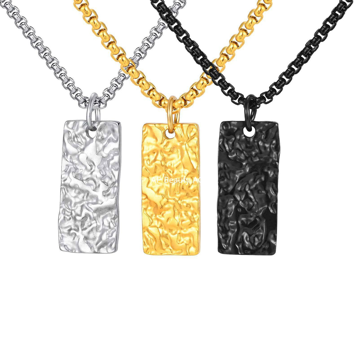 G관 - 스테인리스 직사각형 주름 펜던트 목걸이 [PN-2194] 25.11-1