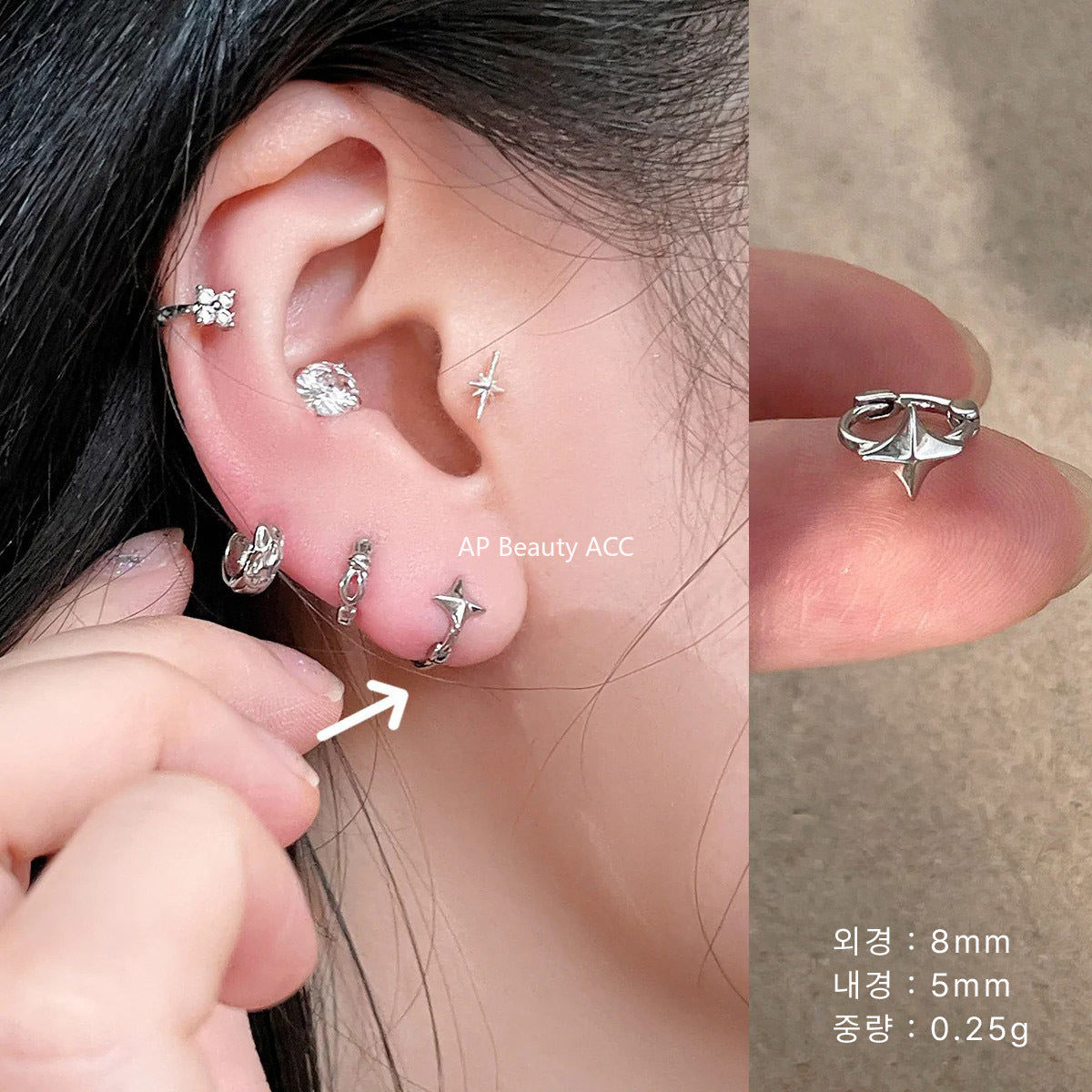 A관 - 925 실버 큐빅 링 귀걸이 [EH-4082] 25.08-5
