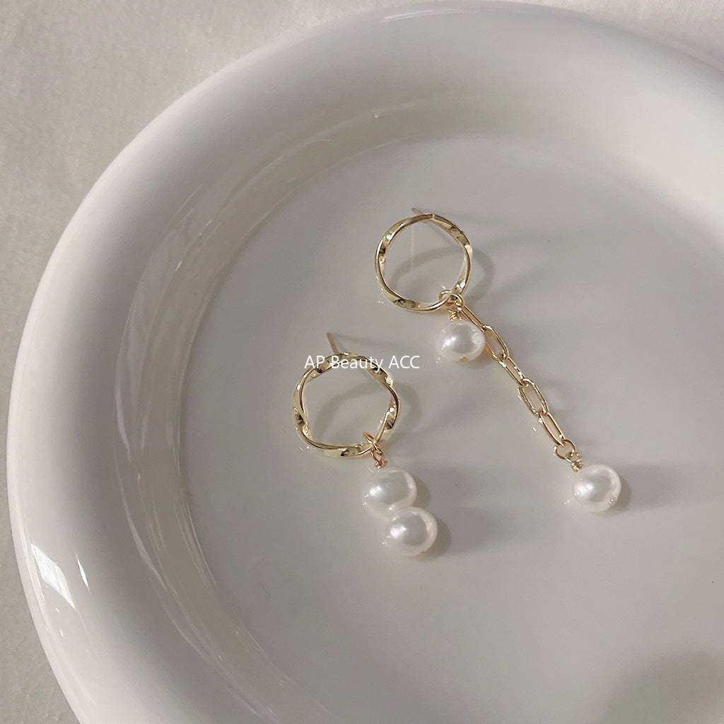 C관 - 바르셀로나 스타일 담수 진주 물방울 은침 귀걸이 [399] 24.04-1