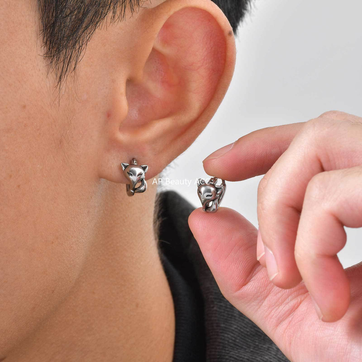 G관 - 여우 로즈 디자인 스테인리스 스틸 귀걸이 [EH-821] 25.12-2