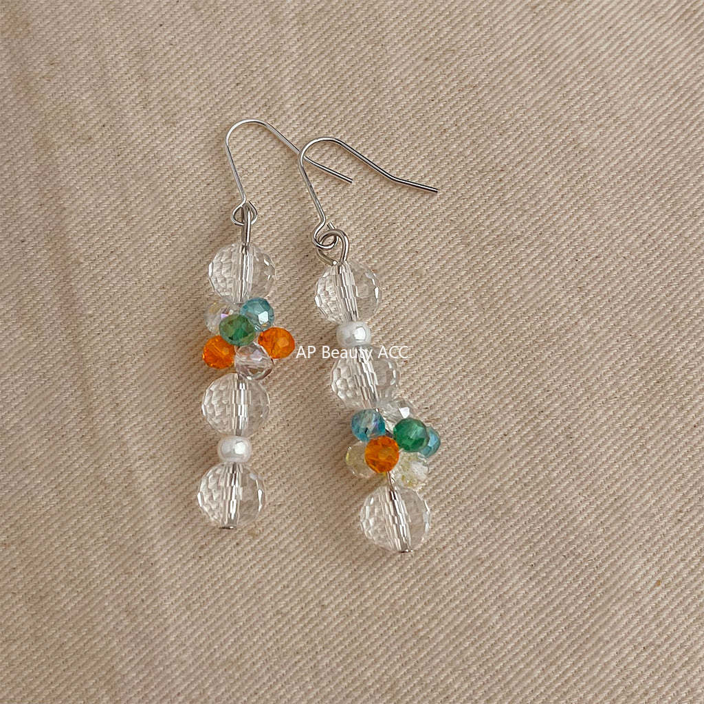 C관 - 핸드메이드 글래스 크리스탈 비즈 롱 태슬 귀걸이 [5479] 25.02-1