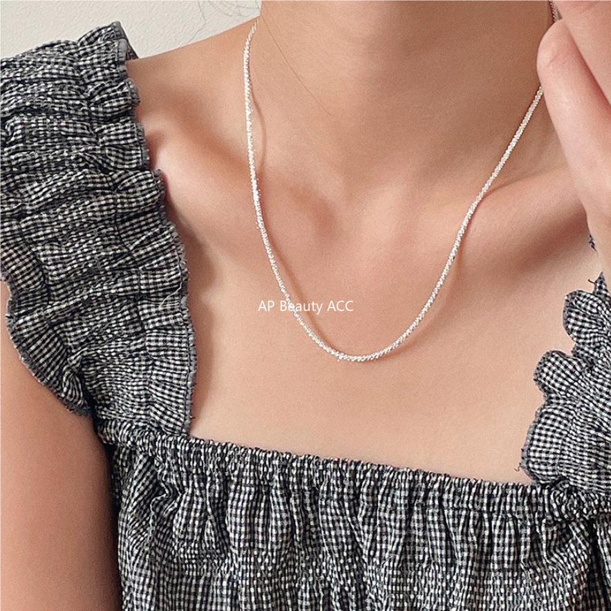 F관 - 925 실버 플라워 물결 디자인 체인 목걸이 [B571] 25.09-4