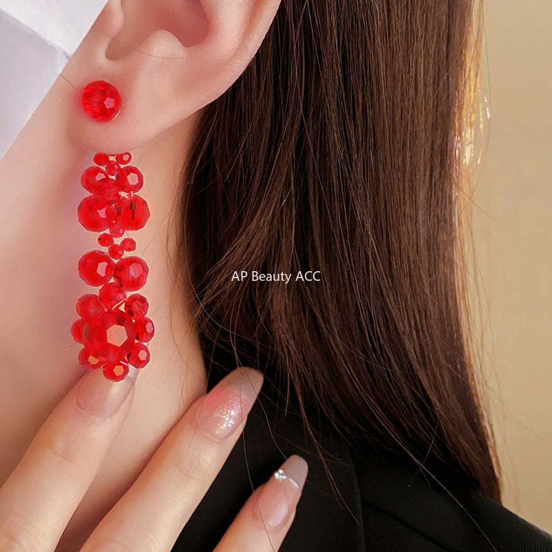 C관 - 불규칙 크리스탈 태슬 귀걸이 세련된 귀걸이 [E18433] 24.01-3