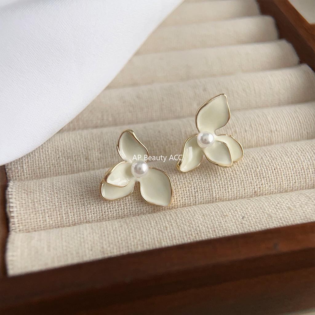 C관 - 산뜻한 플라워 디자인 14K 도금 오일 코팅 은침 엘레강스 귀걸이 [3619] 24.03-2