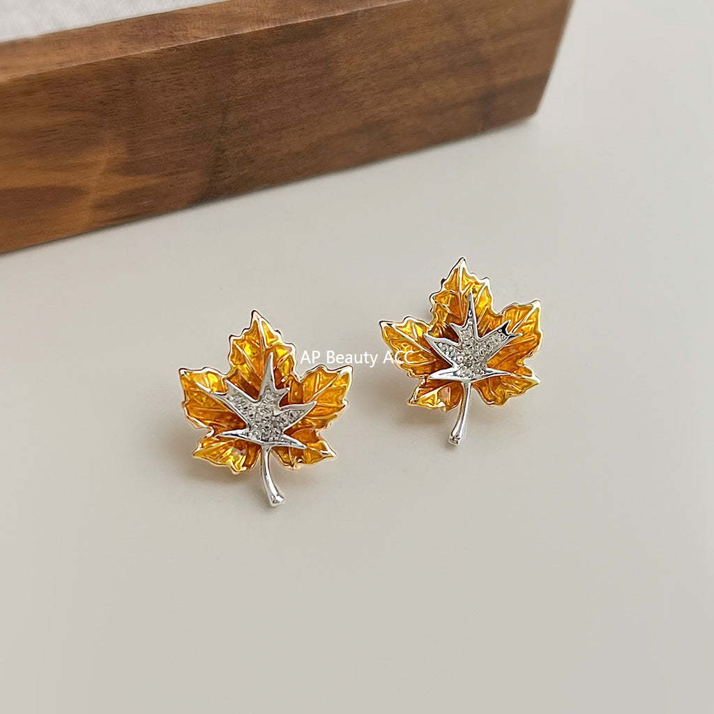 C관 - 925 은침 미니 큐빅 투톤 잎사귀 귀걸이 [6996] 25.10-5