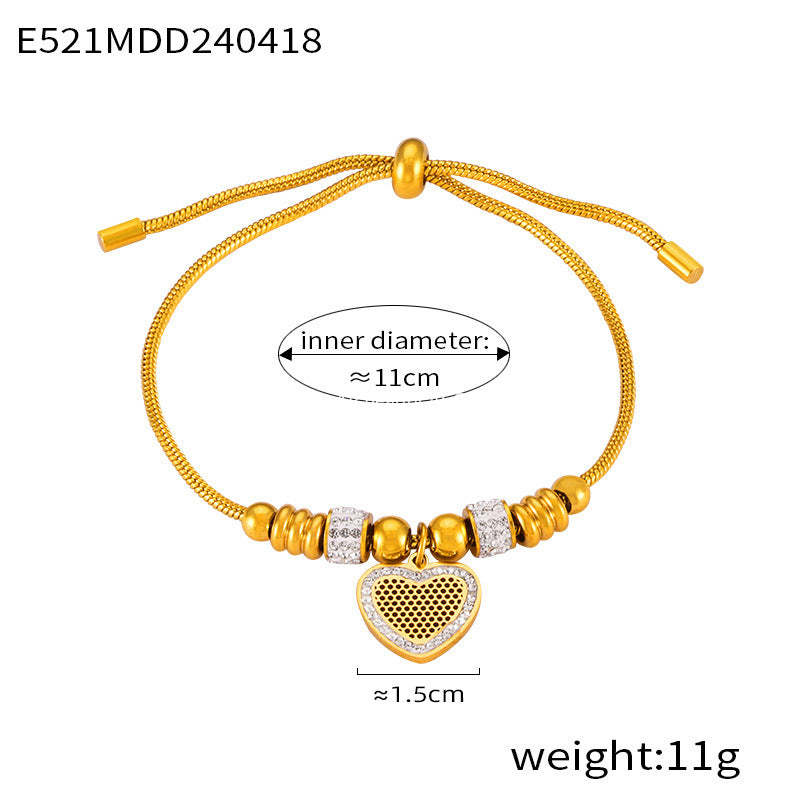 D관 - 빈티지 레트로 큐빅 장식 기하학 패턴 티타늄 스틸 도금 팔찌 [E514-21] 24.04-4