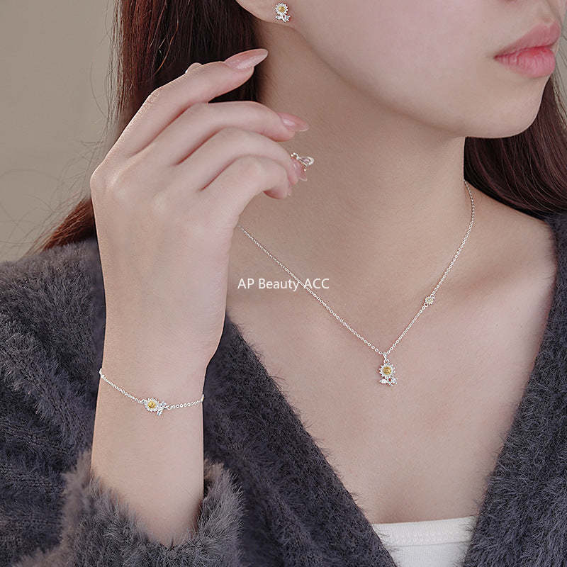 B관 - 999 실버 해바라기 디자인 팔찌 귀걸이 목걸이 [YC4572SL_1 YC3104N_1 YC2722E_1] 25.02-1