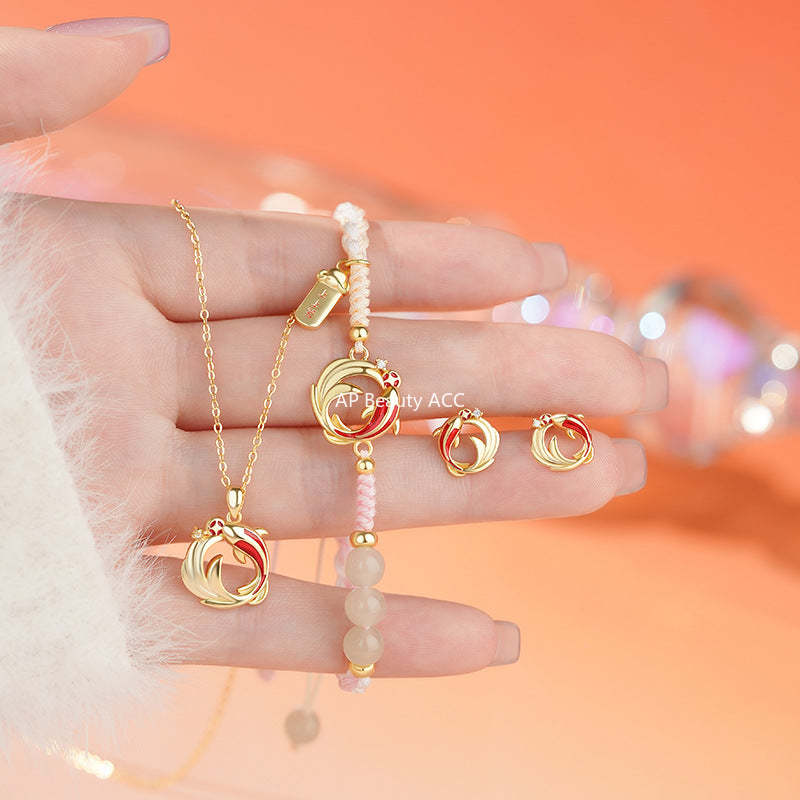 B관 - 999 실버 잉어 물고기 디자인 귀걸이 팔찌 목걸이 [YC4802SL_1 YC3241N_1 YC2728E_1] 25.10-5