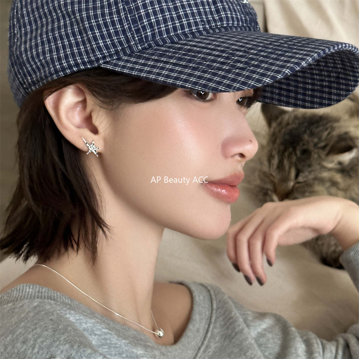 A관 - 925 은침 레오파드 무늬 별 귀걸이 [EH-3749] 25.08-1