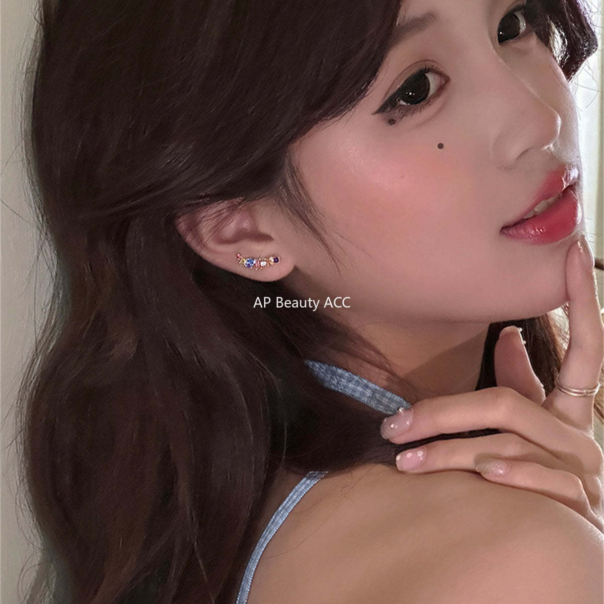 A관 - 925 은침 컬러 큐빅 디자인 귀걸이 [EH-3982] 25.09-4