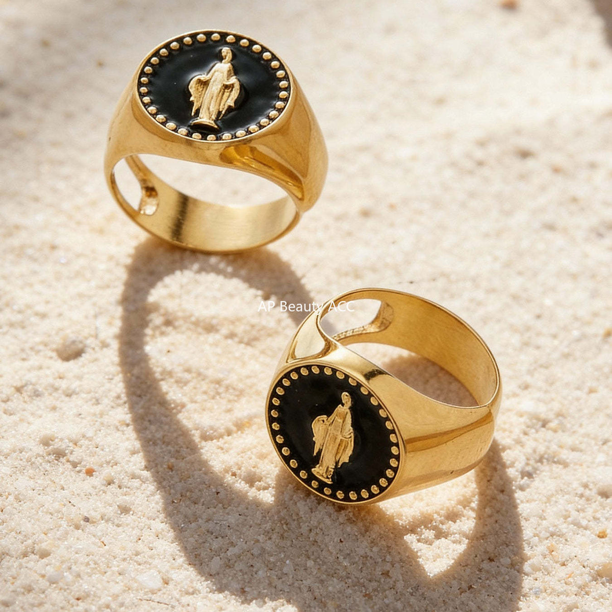 D관 - 스테인리스 스틸 18K 도금 성모마리아 오픈형 반지 [A676] 25.12-3