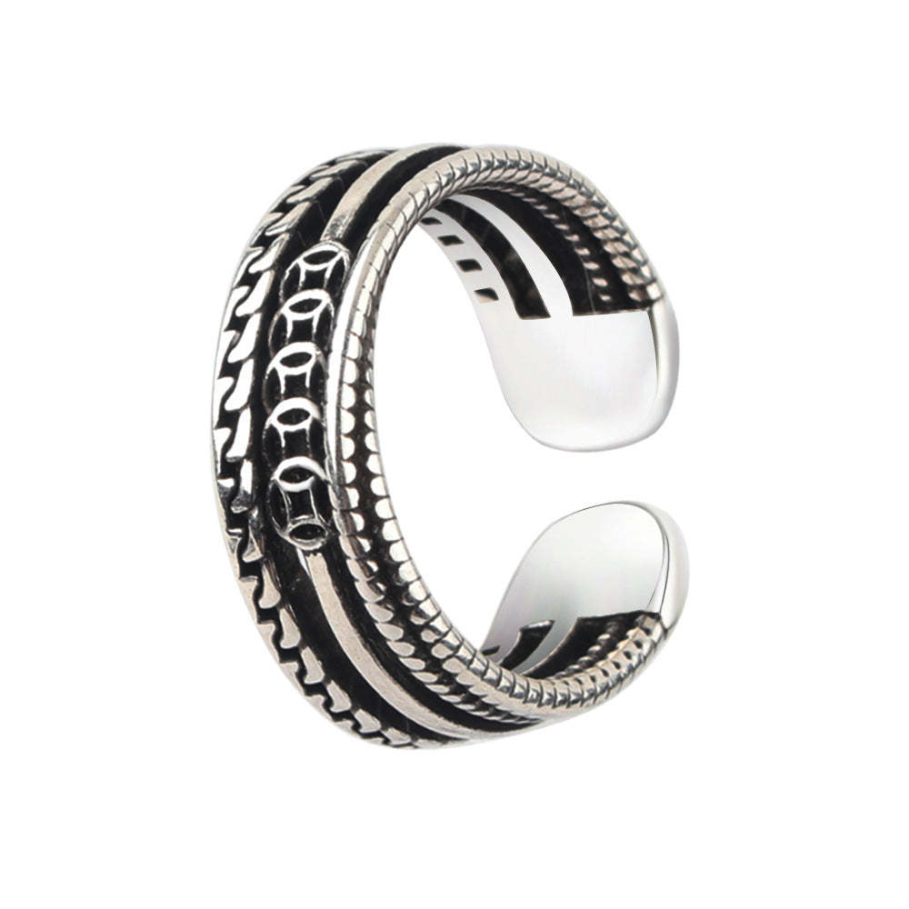 G관 - 빈티지 실버 스타일 동전 체인 디자인 반지 [J2521] 25.09-4