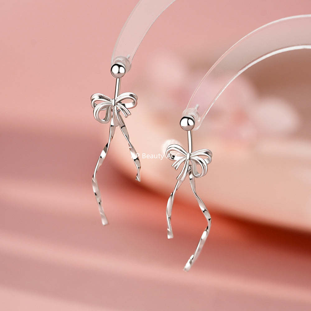 B관 - 925 실버 발레 리본 디자인 귀걸이 [YC9844E] 25.12-3