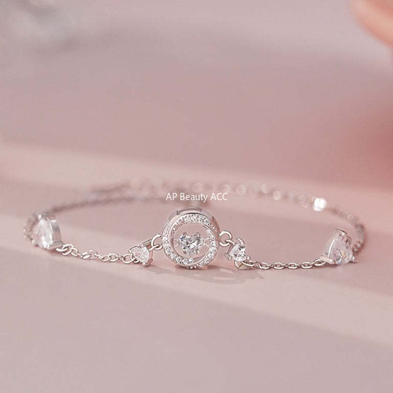 B관 - 999 실버 원형 하트 큐빅 팔찌 [YC5132SL_1] 25.10-2