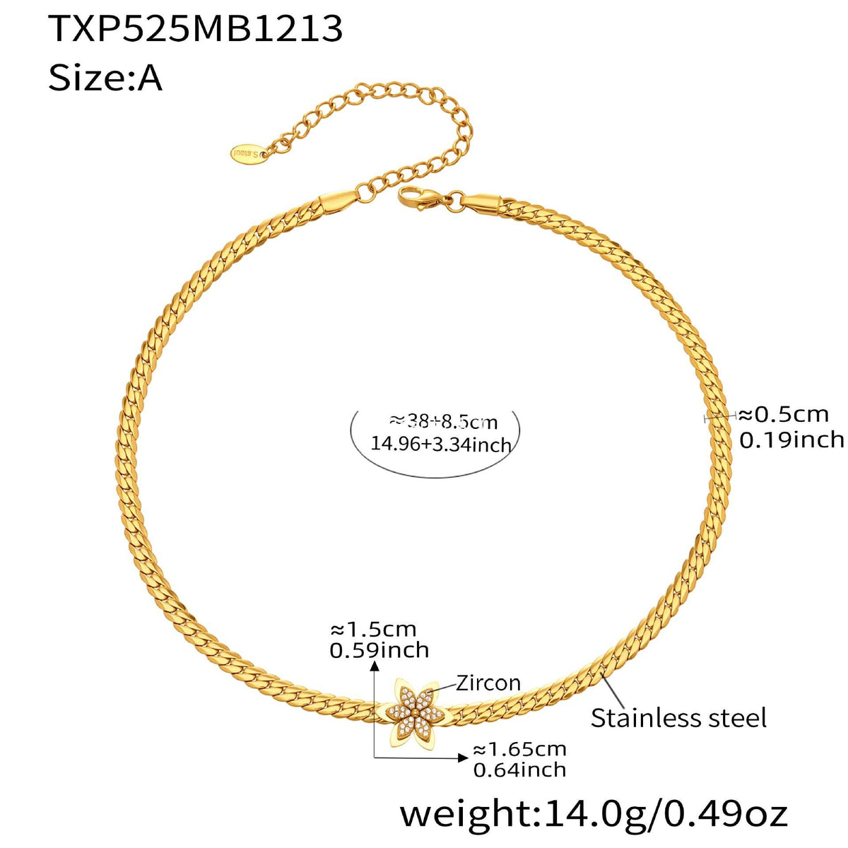 D관 - 스테인리스 스틸 큐빅 플라워 펜던트 목걸이 팔찌 [TXP525] 25.12-3