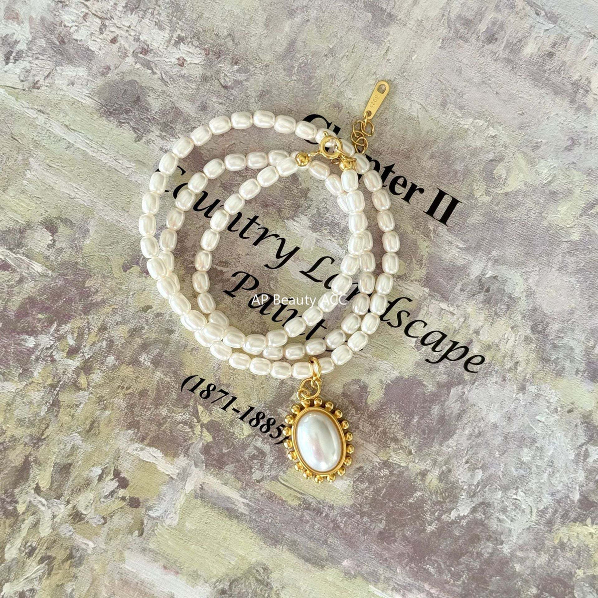 F관 - 925 실버 모조 크리스탈 글라스 진주 펜던트 목걸이 [B878] 25.10-5