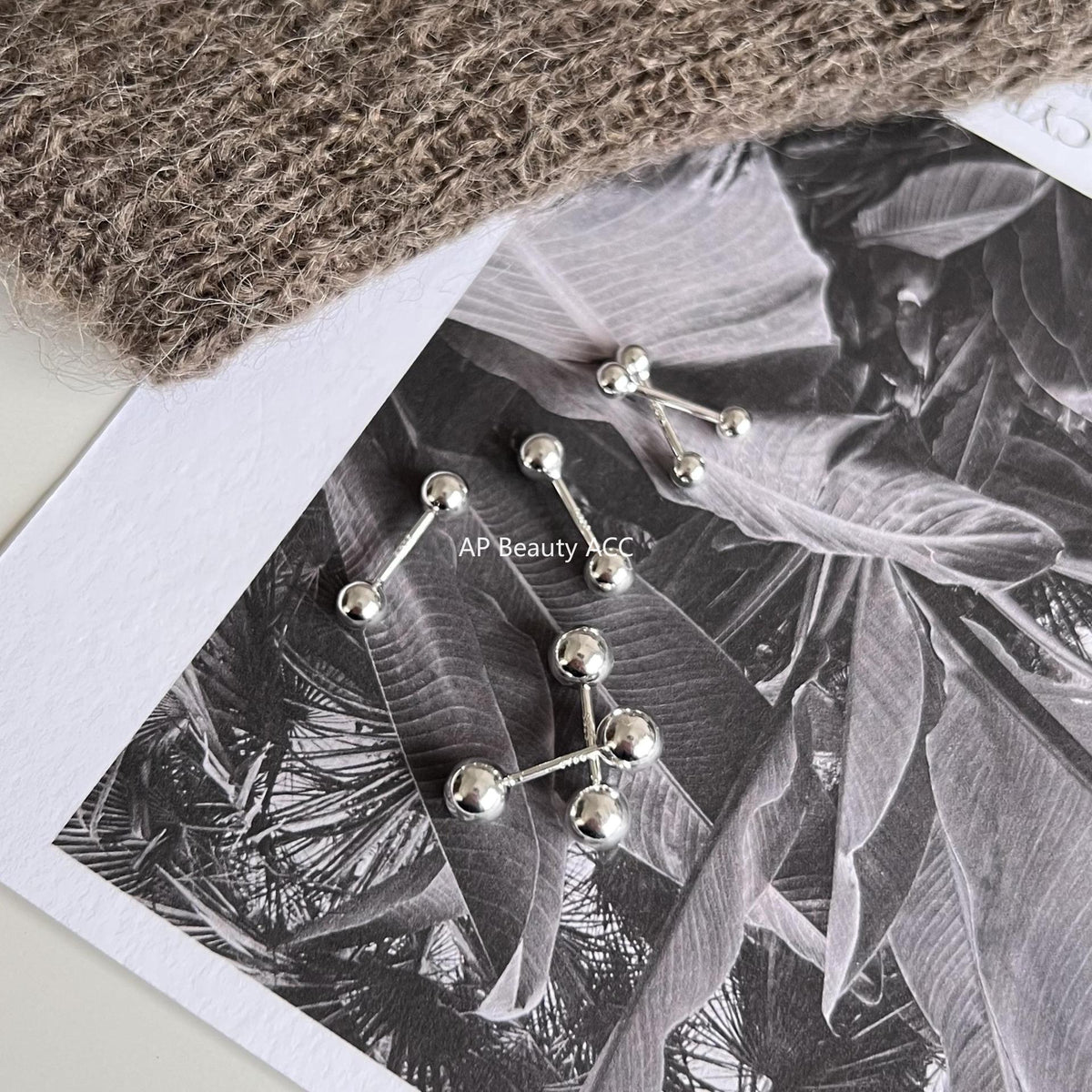 F관 - 925 실버 비즈 피어싱 귀걸이 [C876] 25.12-1