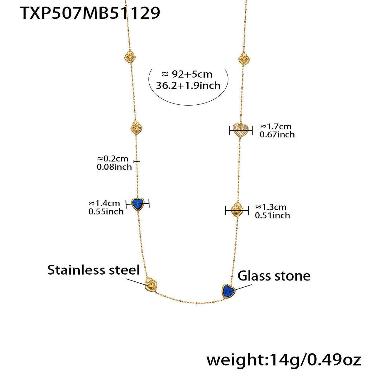 D관 - 스테인리스 스틸 하트 글라스 스톤 큐빅 18K도금 귀걸이 목걸이 [TXF507] 25.12-1