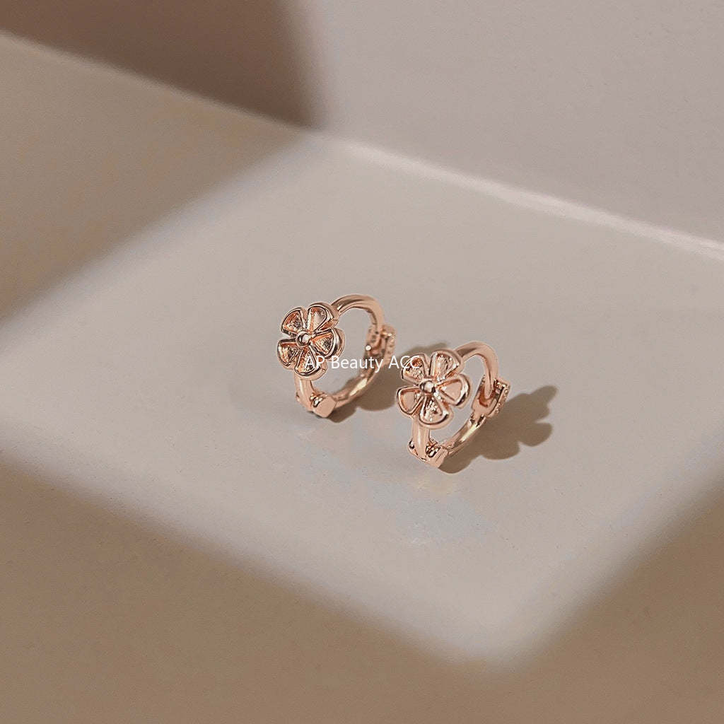 C관 - 간결한 로즈 골드 도금 꽃 귀걸이 귀여운 여성 귀걸이 [3718] 24.04-2