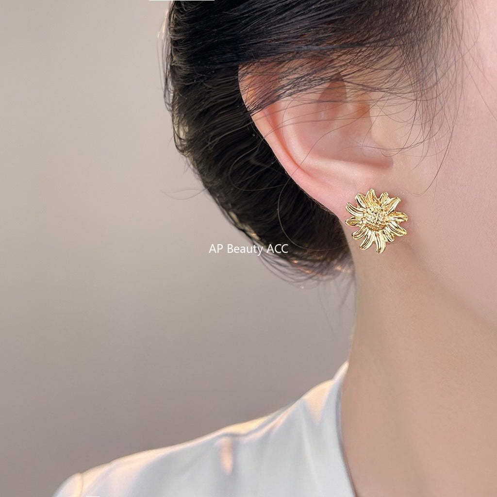 C관 - 플라워 해바라기 디자인 925 은침 귀걸이 [7100] 25.11-3