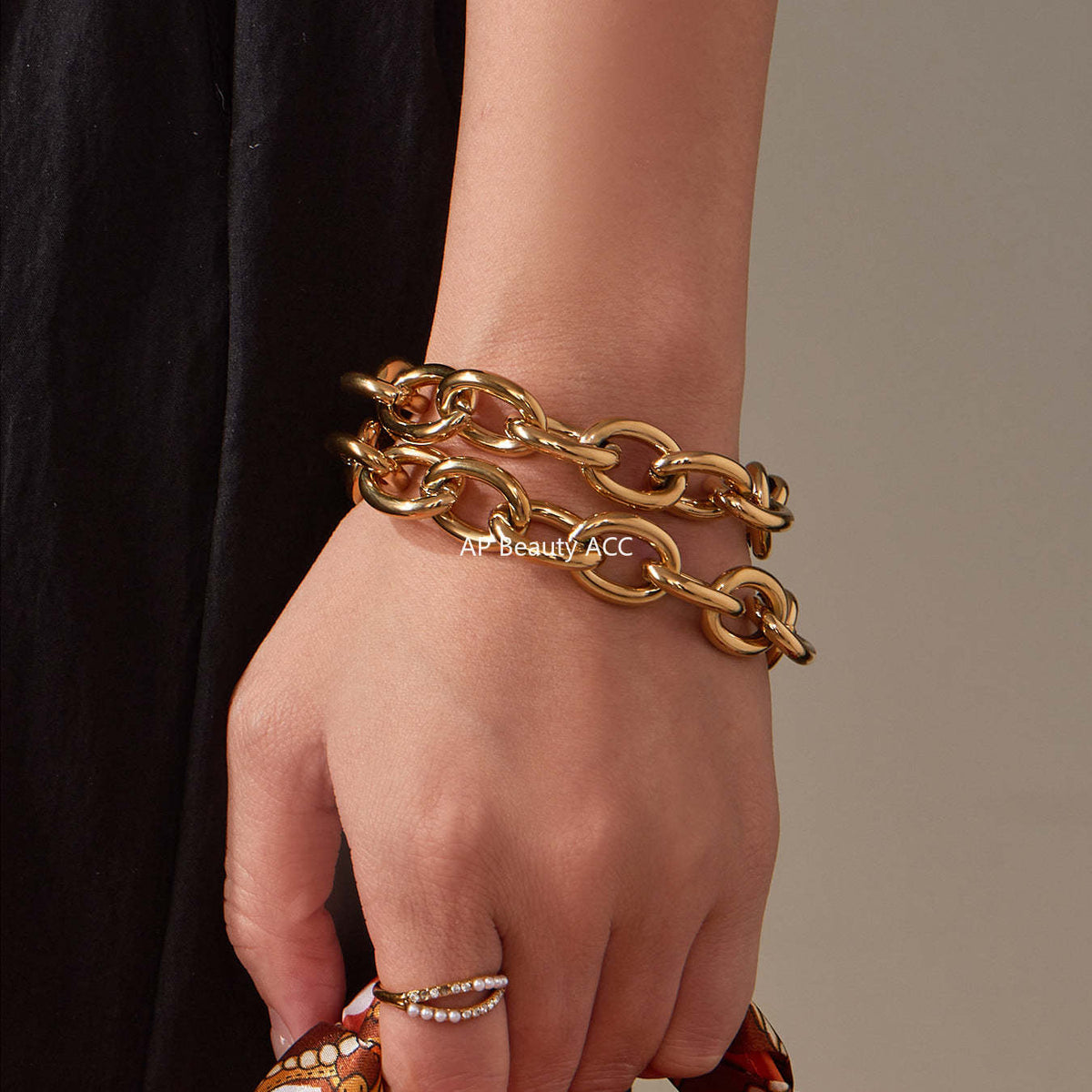 D관 - 볼드 O체인 18K 도금 스테인리스 스틸 목걸이 팔찌 [TXP465] 25.11-3