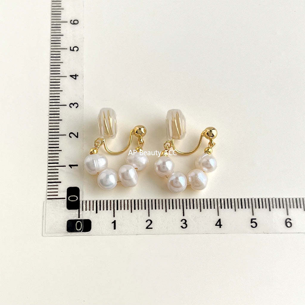 C관 - 담수 진주 골드 도금 나선형 이어커프 귀걸이 [EJ0203P] 25.02-3