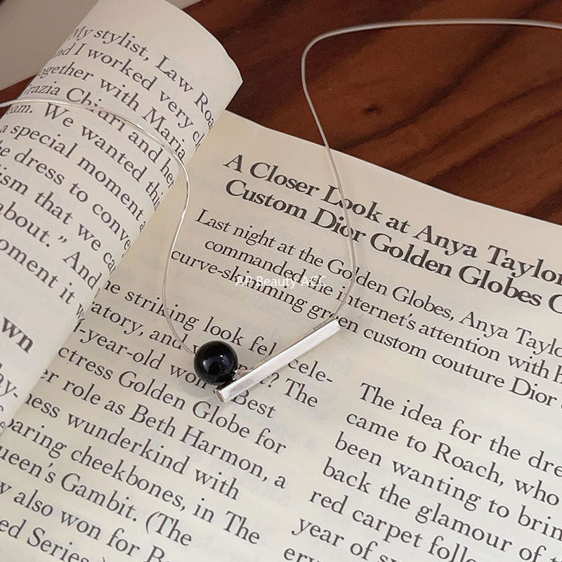 F관 - 925 실버 블랙 오닉스 스퀘어 목걸이 [B110] 25.10-1