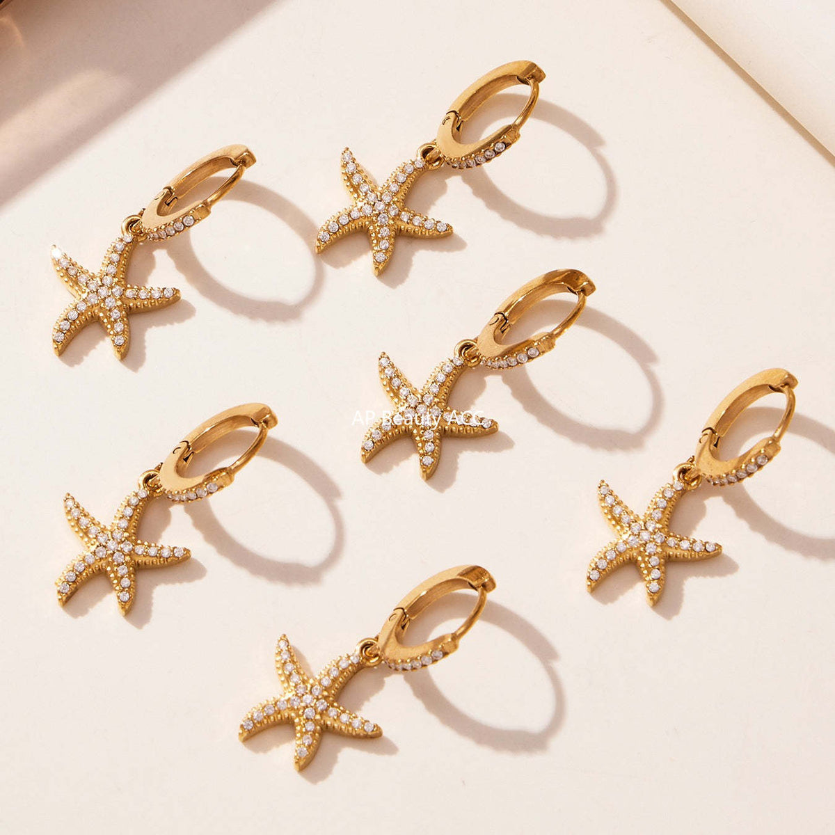 D관 - 스테인리스 스틸 불가사리 큐빅 펜던트 귀걸이 목걸이 팔찌 발찌 [TXP478] 25.11-4