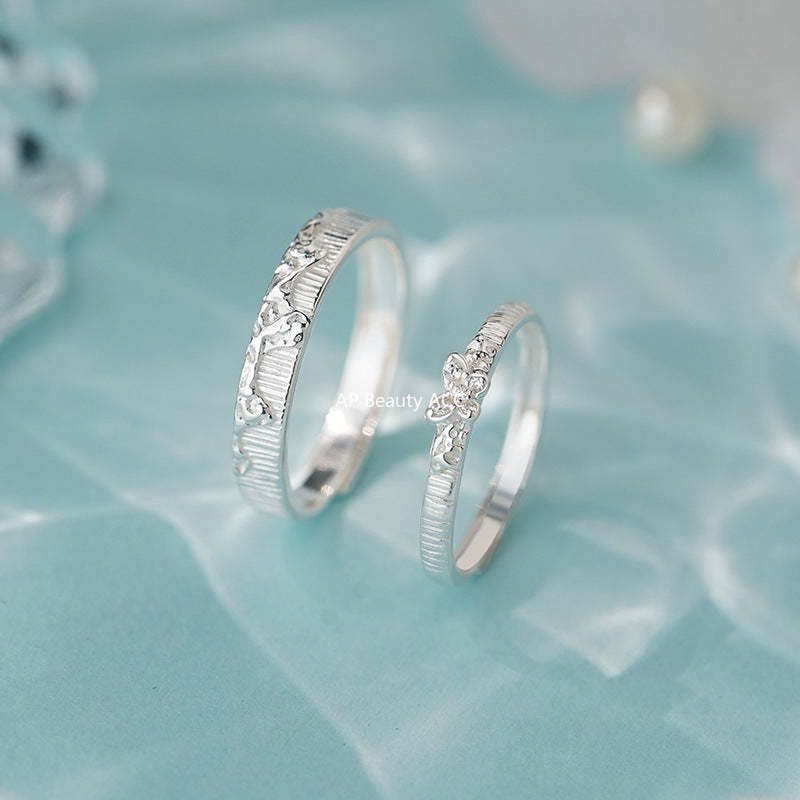 B관 - 999 실버 파도 나비 디자인 커플 반지 [YC3034R_1] 25.09-4