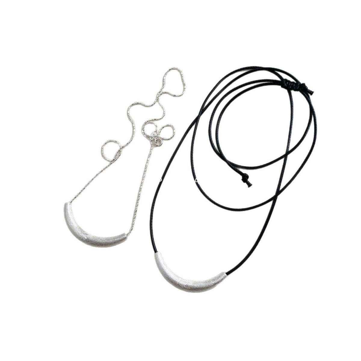 A관 - 925 실버 샌딩 스마일 튜브 왁스끈 목걸이 [1357-1358] 25.10-2