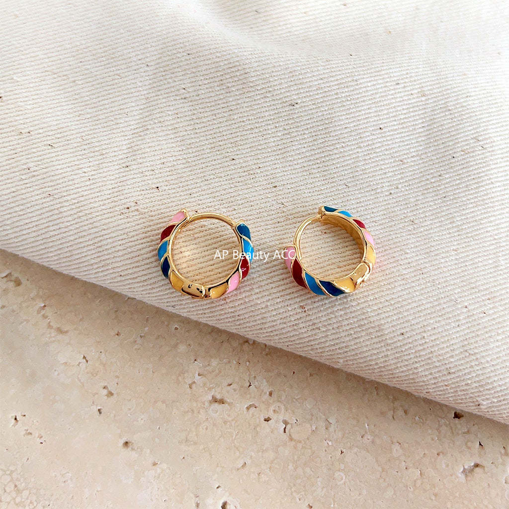 C관 - 14K 도금 여름 귀여운 다채로운 은침 귀걸이 [4188] 24.05-5