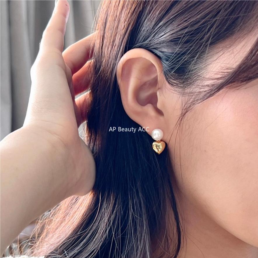 F관 - 925 실버 진주 드롭 하트 귀걸이 [C1056] 25.09-4