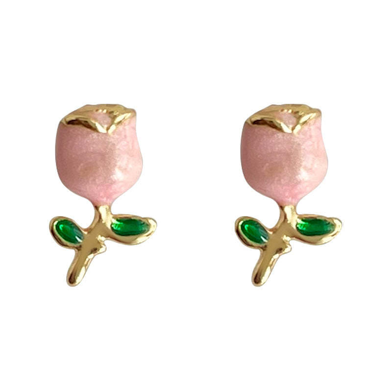 C관 - 14K 도금 장미 모티프 심플 귀걸이 [4215] 24.06-2