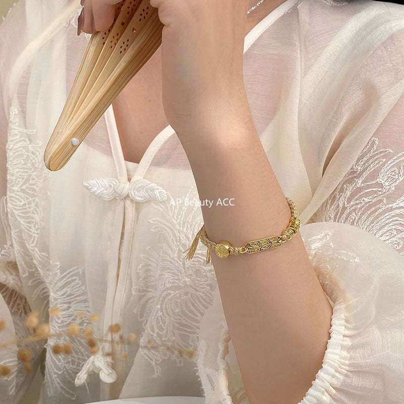 B관 - 925 실버 샌드 골드 스퀘어 펜던트 팔찌 [YC5497SL] 24.08-4