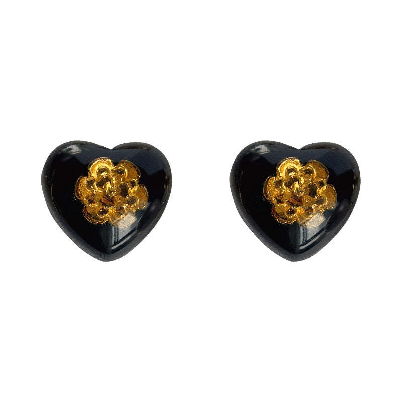 C관 - 디자이너 하트 블랙 레진 귀걸이 [3883] 24.04-4