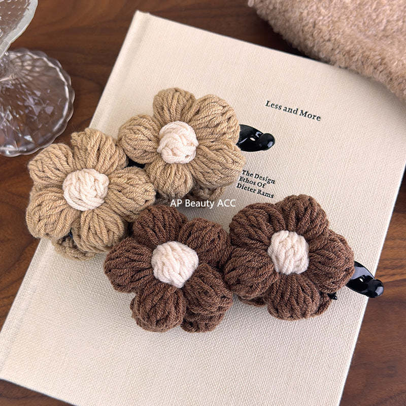 E관 - 레트로 니트 투 플라워 집게핀 [27628] 25.11-1