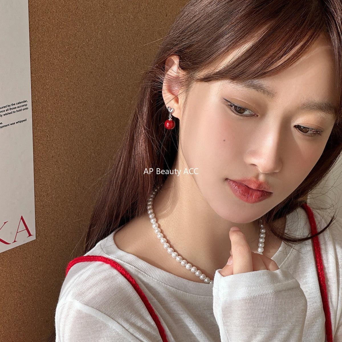 A관 - 새해 고급스러운 주사 하트 은침 귀걸이 [EH-2615] 24.02-1