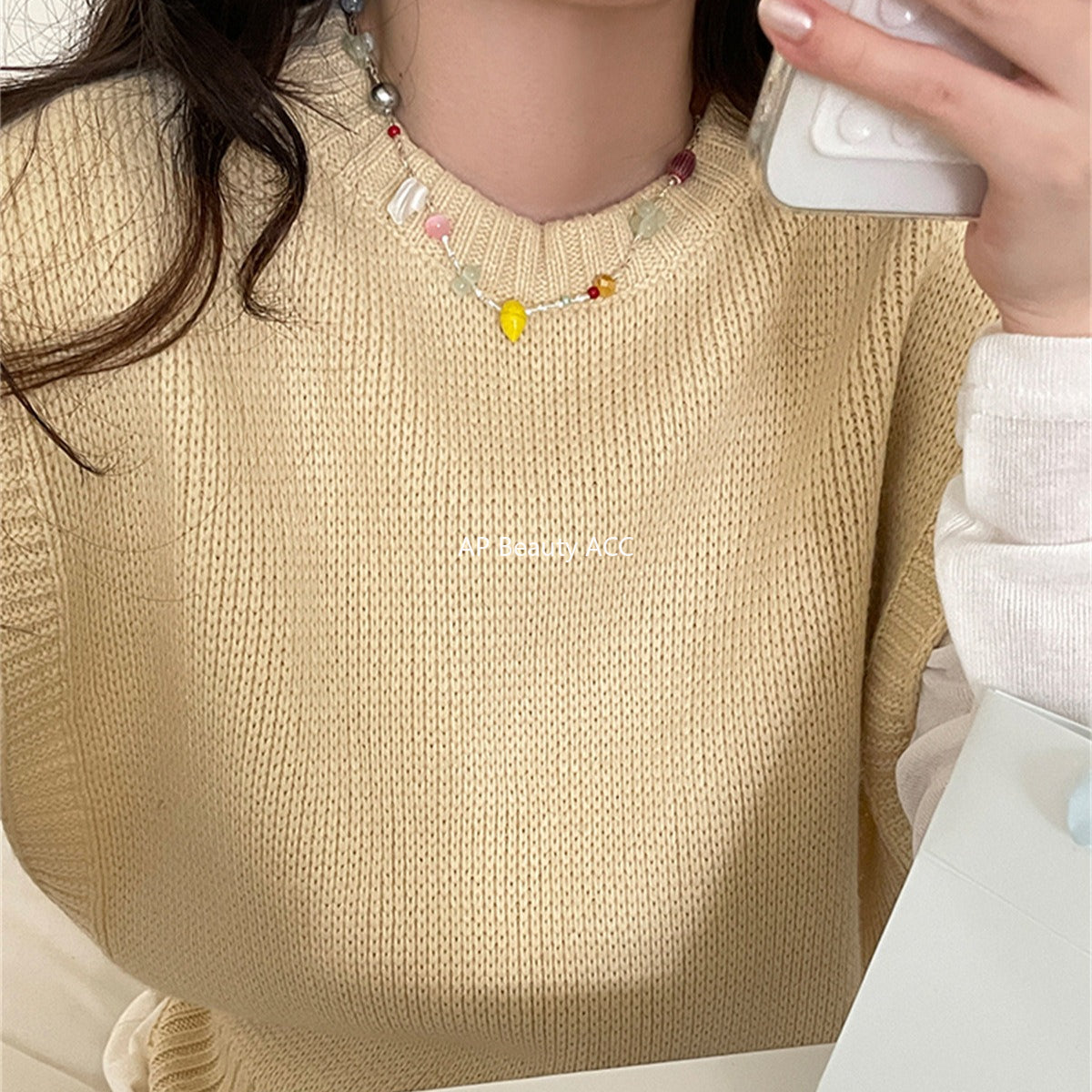 A관 - 컬러 원석 자개 비즈 목걸이 [XL-1215] 25.10-1