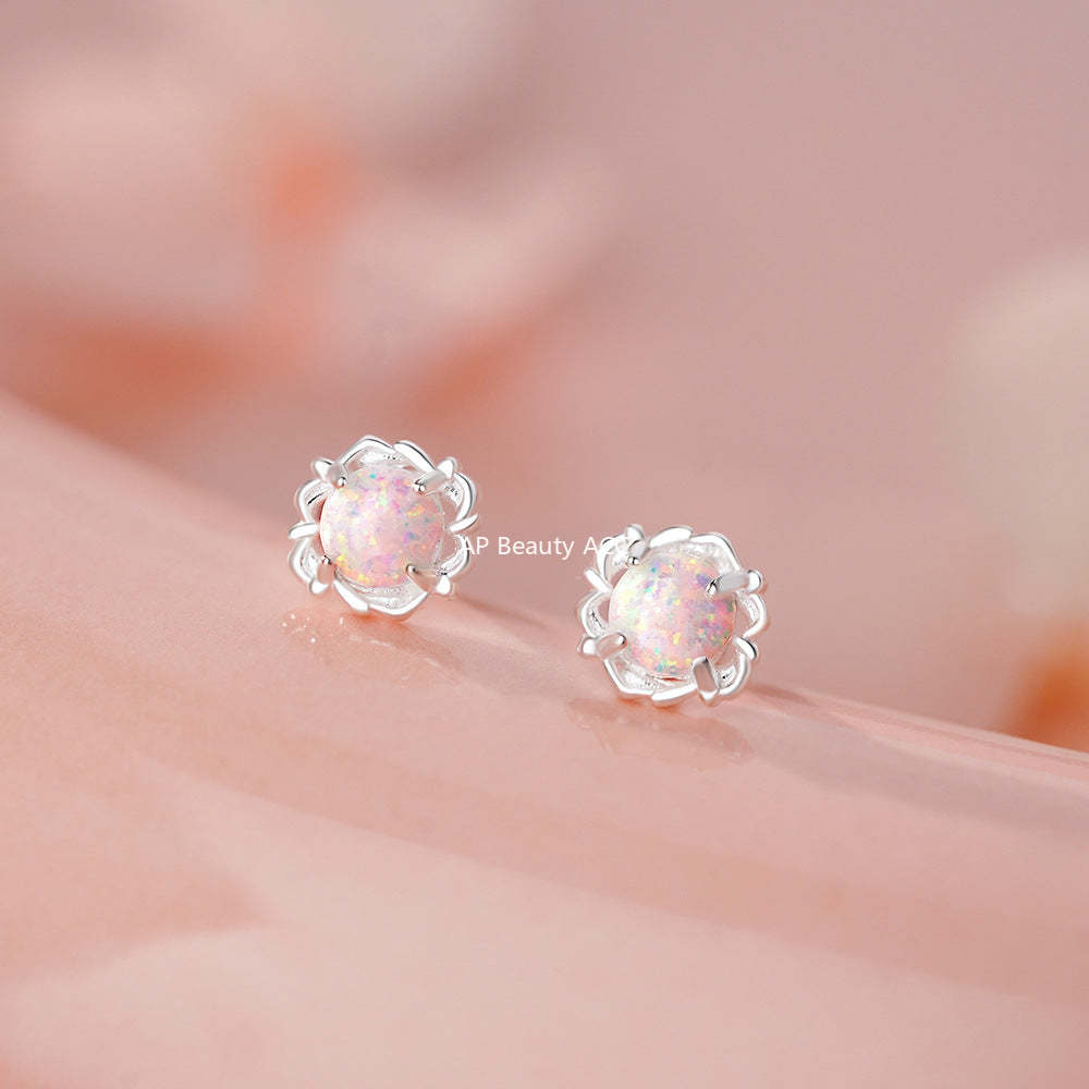 B관 - 999 실버 레이스 오팔 큐빅 귀걸이 [YC2656E_1] 25.11-4