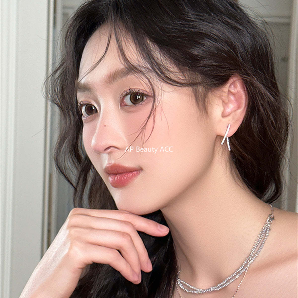 A관 - 925 은침 지오메트릭 라인 큐빅 귀걸이 [EH-4018] 25.10-2