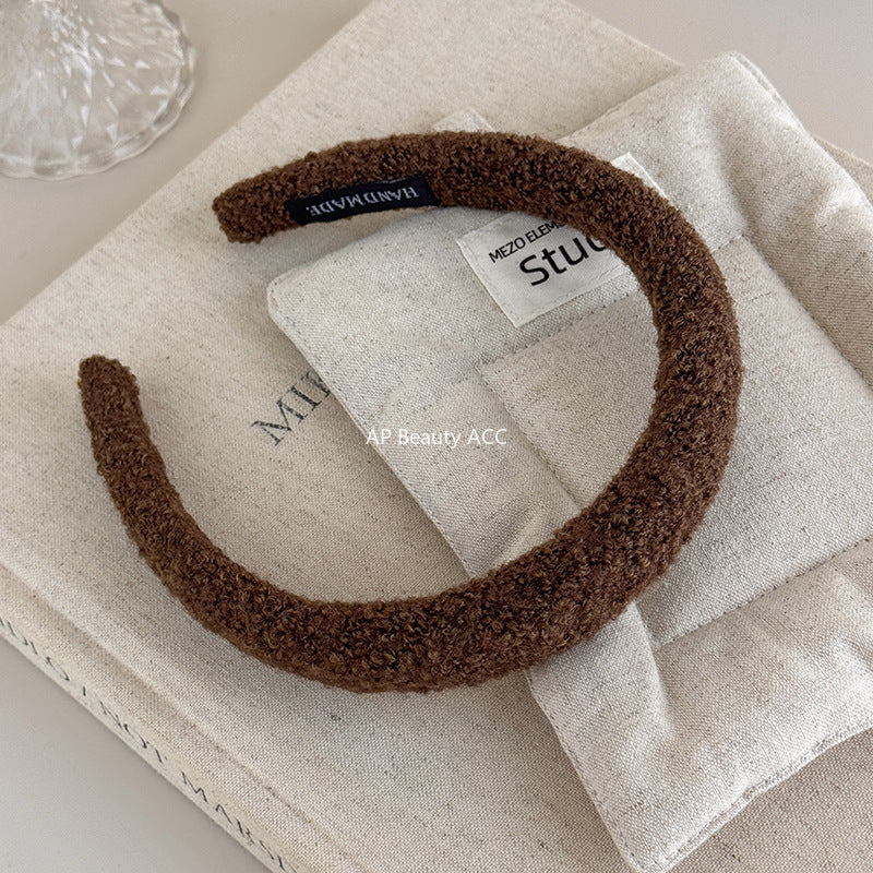 E관 - 양털 니트 단색 볼륨 스펀지 머리띠 [24431] 25.10-3