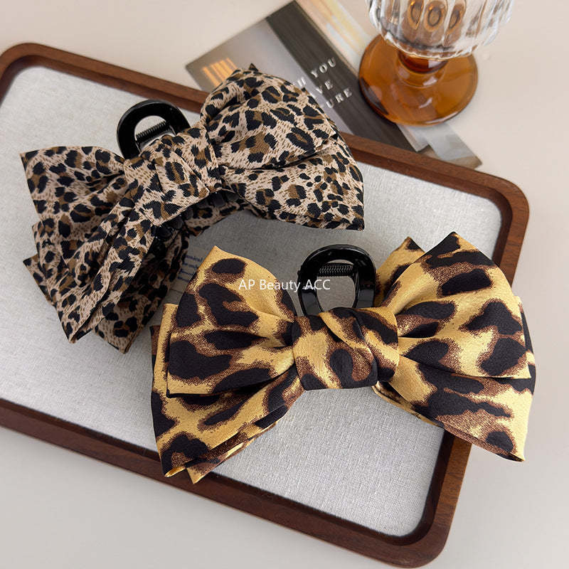 E관 - 레오파드 패턴 리본 디자인 집게핀 [27689] 25.11-3