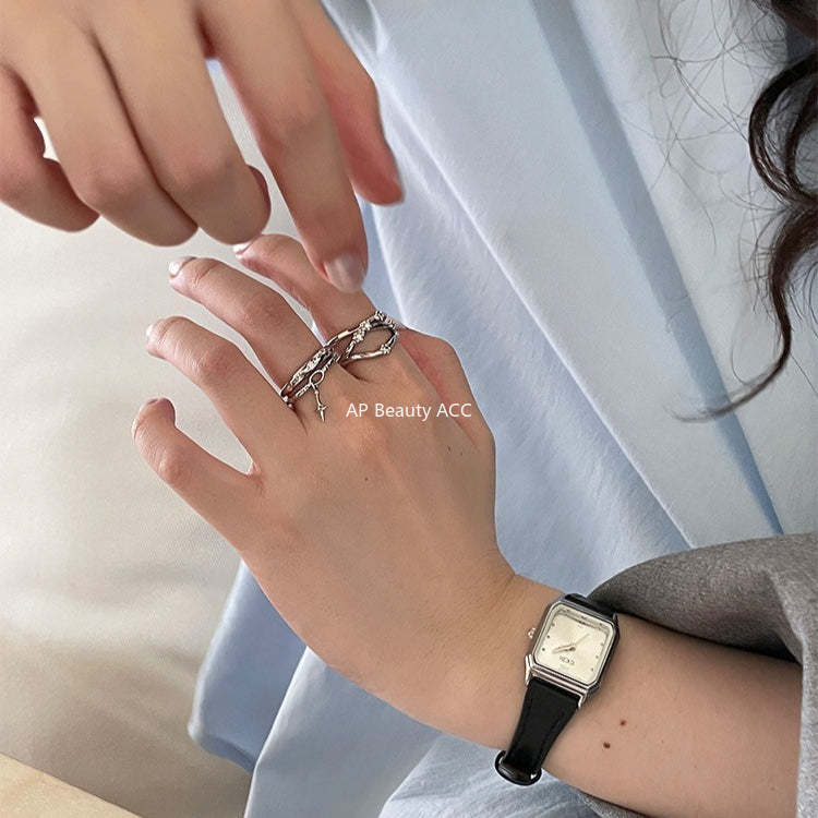 A관 - 925 실버 별 펜던트 큐빅 오픈형 반지 [JZ-0720] 25.10-5